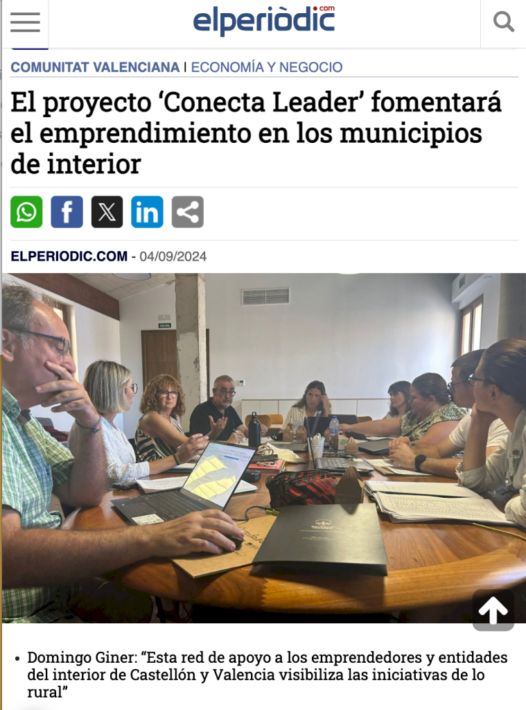 El proyecto ‘Conecta Leader’ fomentará el emprendimiento en los municipios de interior